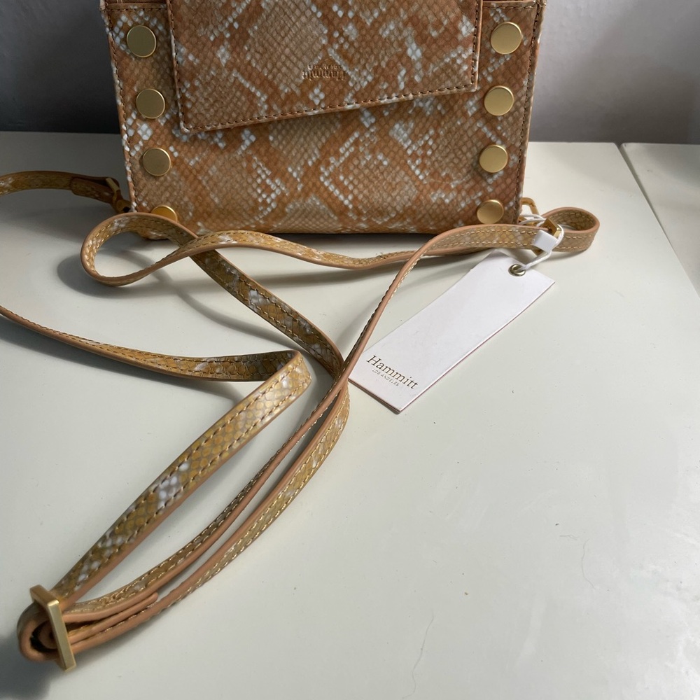 Hammitt Brown Snake Print Crossbody Bag with Gold Accents